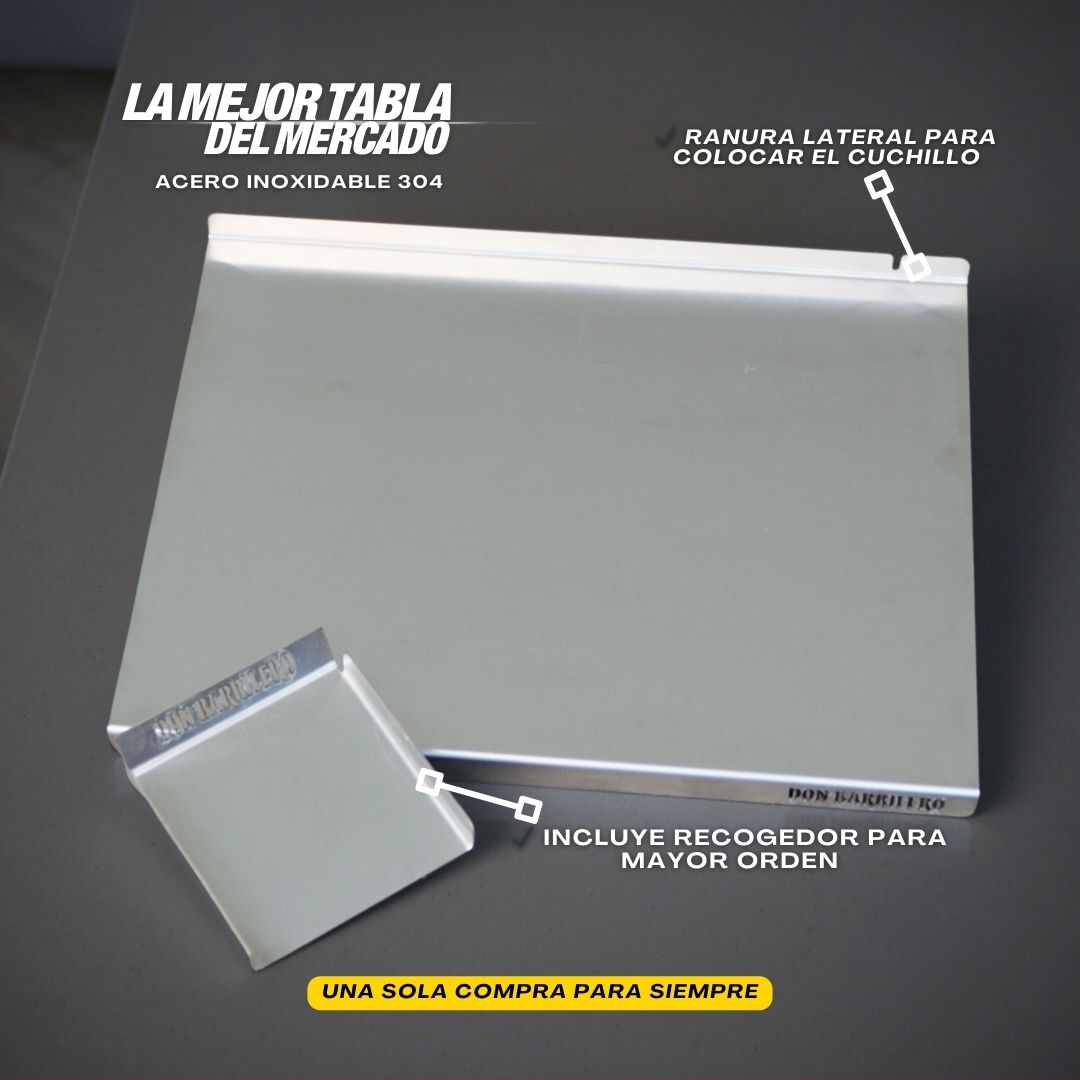 TABLA ACERO 304 PARA COCINA + RECOGEDOR OBSEQUIO 🎁