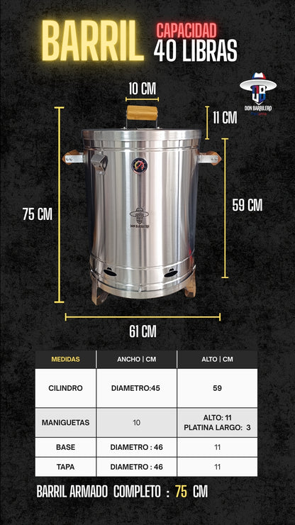 PRECIO DE REMATE BARRIL ASADOR 45 libras ¡POR SOLO $349.99!